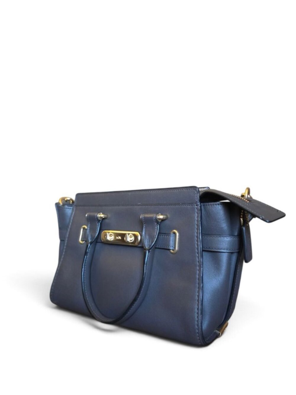 Coach Swagger 27 Gray Brown Glovetanned Leather Gold Satchel 12111 Authentic - Picture 4 of 16